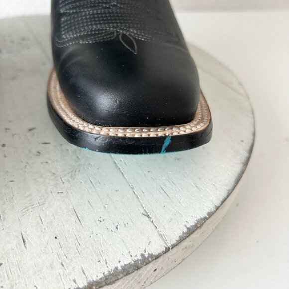 Lane Saratoga Womens Square Toe Cowboy Boots 8 Black Turquoise Western Mid Calf - Picture 8 of 12